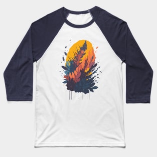 Abstract floral illustration with watercolor blots and leaves Baseball T-Shirt